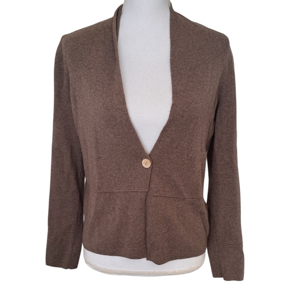 Charter Club 100% Cashmere Cardigan Brown Open Front Button
